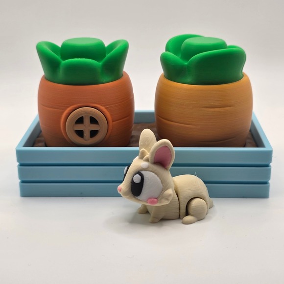Unbranded Other - 3D Printed Easter Bunny Garden Play Set Carrot House Planter Box Toy
